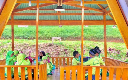 Santri SD Akhlak Cendekia Muslim Nikmati Makan Siang Bersama di Saung Cafe Resto Cendekia Muslim