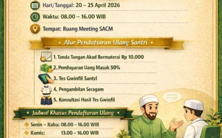 Menyongsong Generasi Cendekia 2026: Hari Pertama Daftar Ulang Santri Baru Sekolah Akhlak Cendekia Muslim Sijunjung Berlangsung Tertib