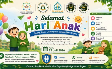 Peringati Hari Anak Nasional ke-42, Yayasan Pendidikan Cendekia Muslim Perkuat Komitmen Mewujudkan Generasi Berakhlak, Terlindungi, dan Berprestasi
